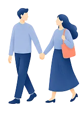 手を繋いで歩く男女のイラスト